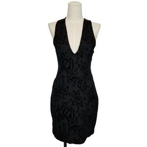 Free People Velvet Floral Embossed Bodycon Dress Black Sz Small